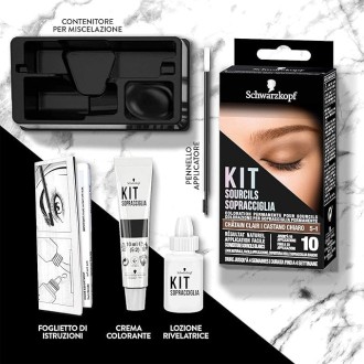 Schwarzkopf - Kit Sourcils -Coloration Permanentes Sourcils - Résultat Naturel - Longue Durée Châtain Clair (Pack de6)