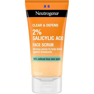 Neutrogena Clear & Defend Facial Scrub - 150 ml (lot de 6)